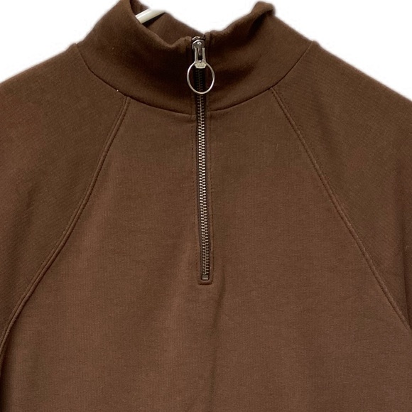 Madewell Ribbed Half-Zip Raglan Sweatshirt brown small - Picture 14 of 16